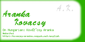 aranka kovacsy business card